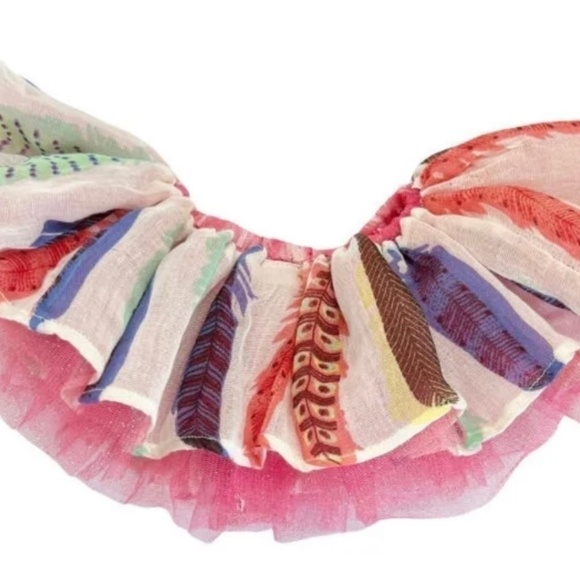 New Oh Baby  Frill Tutu  Feather Pattern Pink and Gold Elastic Waist Kid Toddler - Picture 1 of 9